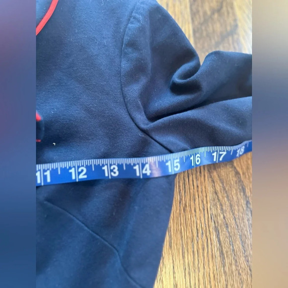 1901 Navy blue red bow a line fit flare long sleeve dress size 4P preppy 1096 - Picture 8 of 11